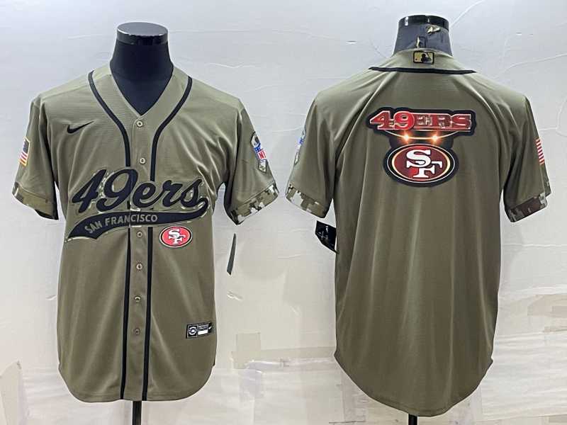Men%27s San Francisco 49ers Olive Salute to Service Team Big Logo Cool Base Stitched Baseball Jersey->san francisco 49ers->NFL Jersey